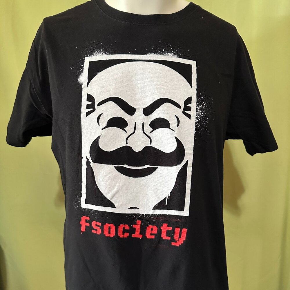 Mr. Robot Society Lootcrate Exclusive 2016 Men's Black T Shirt Large Cotton